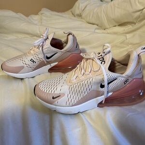 Nike Women's Air Max 270 Pink and White Shoes